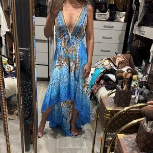 Elegant Blue Printed Women's Dress